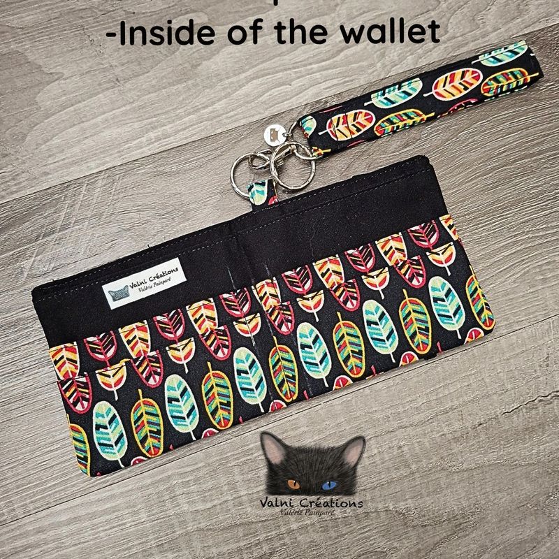 Ensemble Porte feuilles, ensemble porte clés, Porte Cartes, Avec élastique, Plumes, fait main