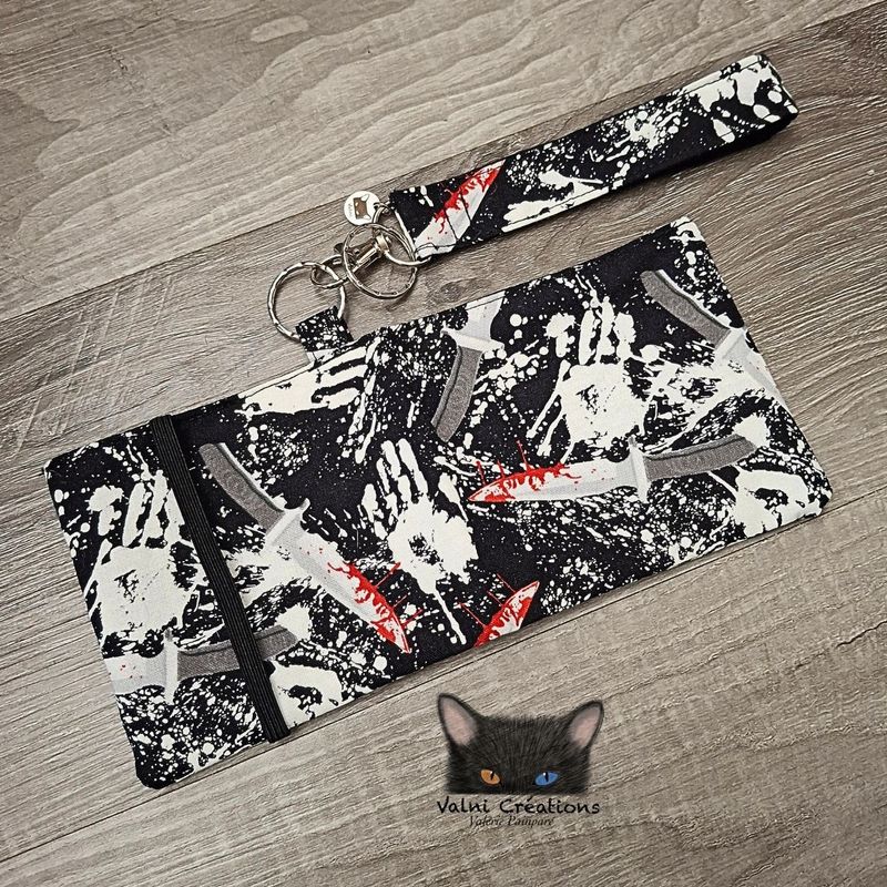 Ensemble Porte feuilles, ensemble porte clés, Porte Cartes, Avec élastique, Halloween, horreur