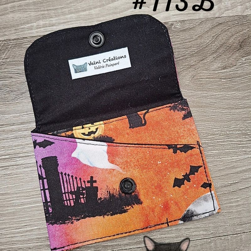 Petit Porte feuille, Porte Cartes, Petite Pochette, Porte Cartes d'affaires, Halloween, tissu, Coton