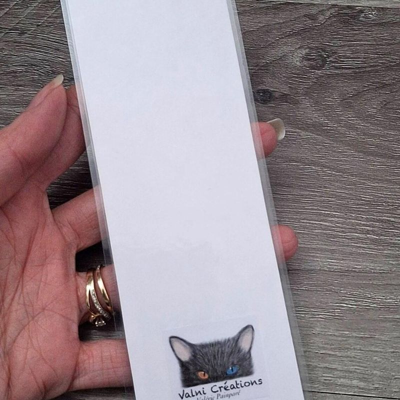 Marque Page, Signet, Félin, Chat, Fleur, Carton, Plastifié, fait à la main