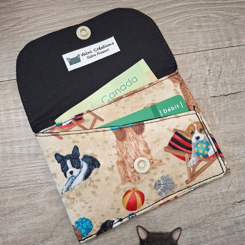 Petit Porte feuille, Porte Cartes, Petite Pochette, Porte Cartes d'affaires, chien, cotton 100%