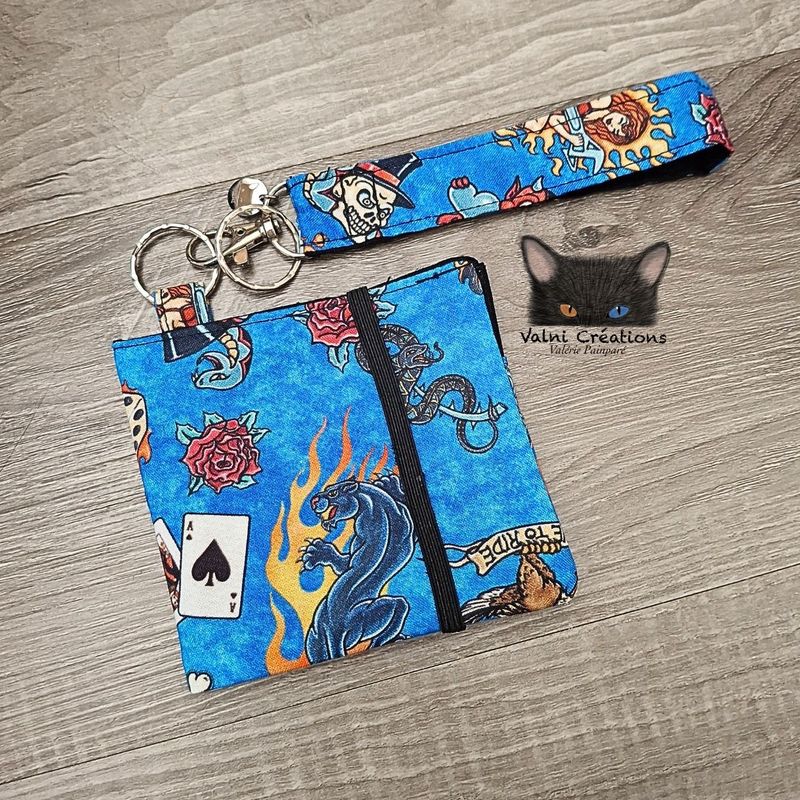 Ensemble Porte feuilles, ensemble porte clés, Porte Cartes, Avec élastique, Style Tatouage