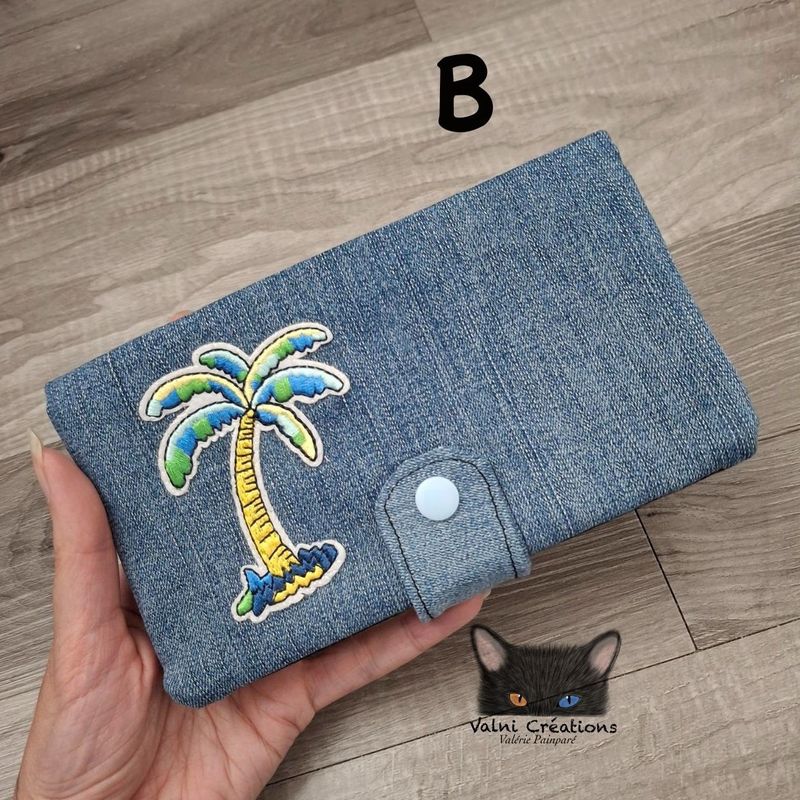 Grand Porte feuille, Denim recyclé, Porte Cartes, Grand Portefeuille, Porte feuille, jeans recyclé