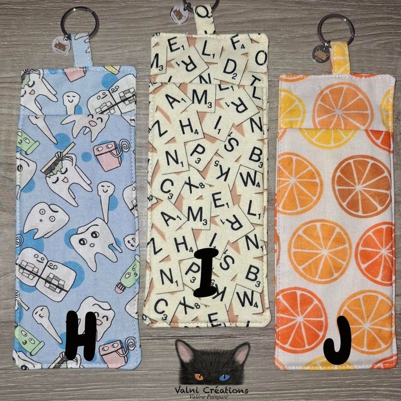 Porte lunette, Porte-stylos, porte-crayons, lanière, infirmière, éducatrice, pochette, 100% coton