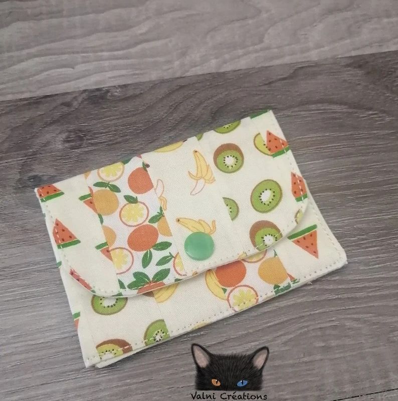 Petit Porte feuille, Porte Cartes, Petite Pochette, Pochette Colorée, porte cartes Fruits, Fruits