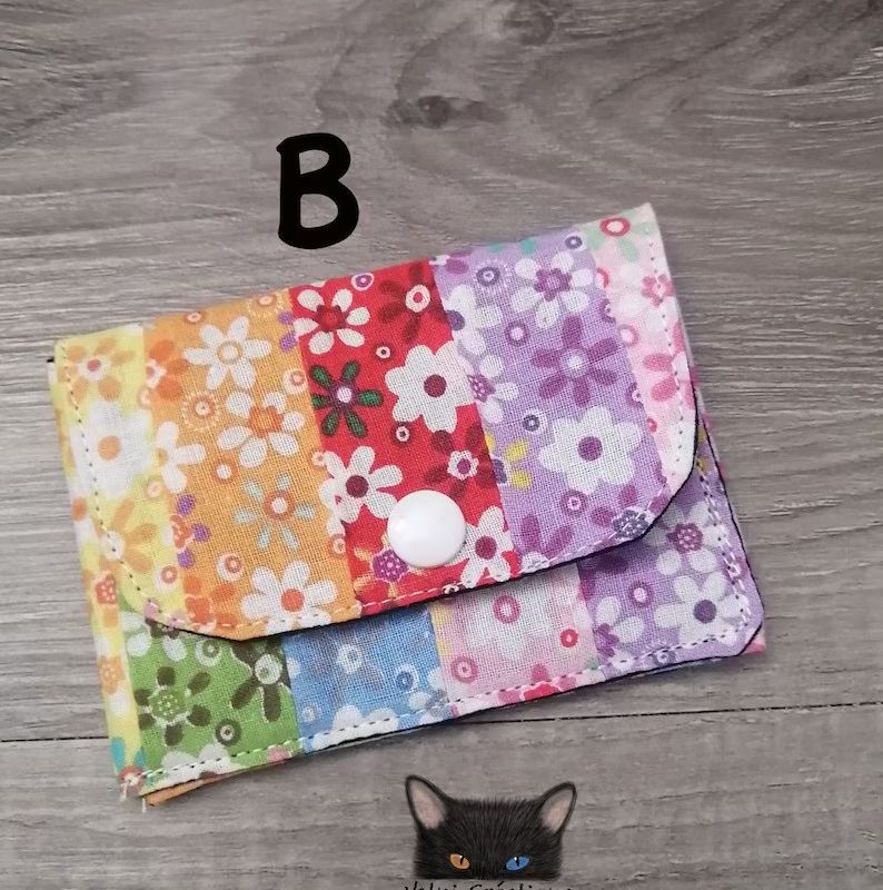 Petit Porte feuille, Porte Cartes, Petite Pochette, Arc-en-ciel, porte cartes Fleurs, Fleurs