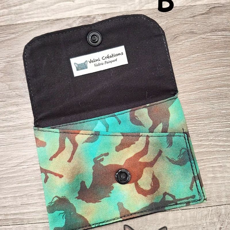 Petit Porte feuille, Porte Cartes, Petite Pochette, Pochette Colorée, porte cartes Chevaux, tissu