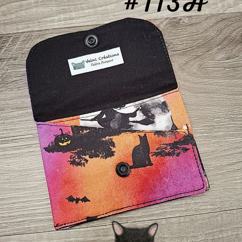 Petit Porte feuille, Porte Cartes, Petite Pochette, Porte Cartes d'affaires, Halloween, tissu, Coton