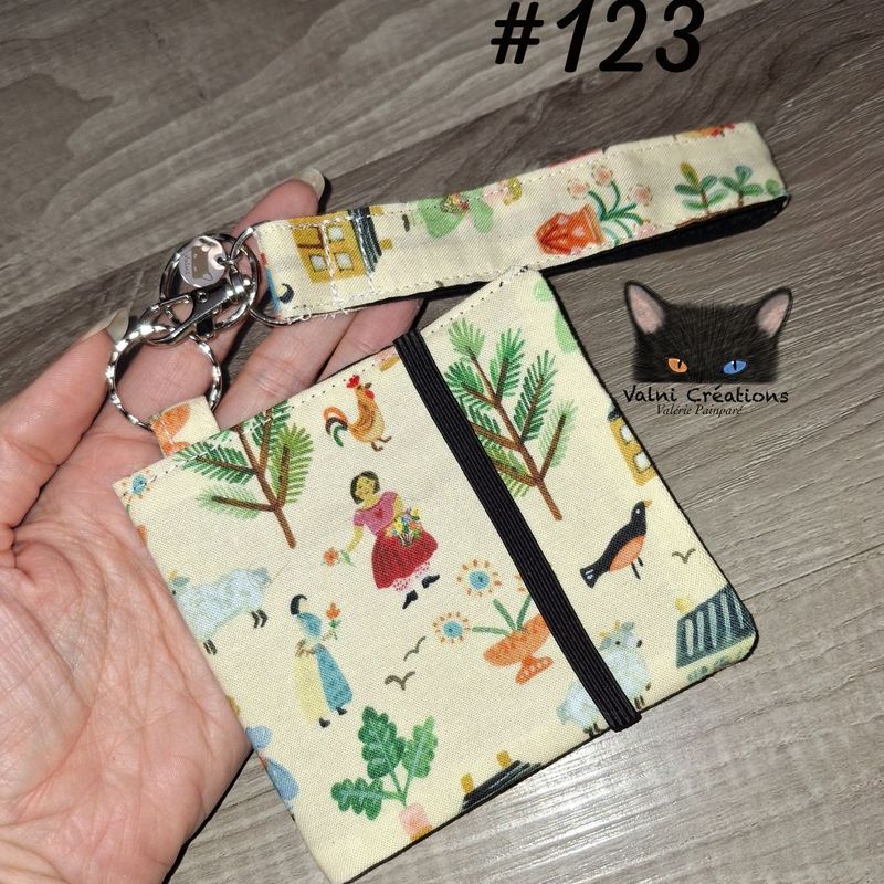 Ensemble Porte feuilles, ensemble porte clés, kit, Porte Cartes, Avec élastique, 100% coton