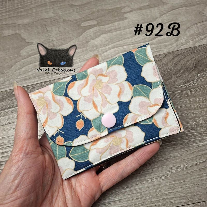 Petit Porte feuille, Porte Cartes, Petite Pochette, Porte Cartes d'affaires, Fleurs, tissu, Coton