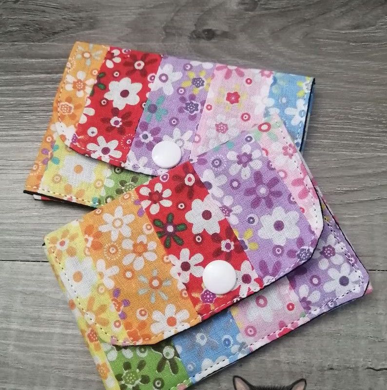 Petit Porte feuille, Porte Cartes, Petite Pochette, Arc-en-ciel, porte cartes Fleurs, Fleurs