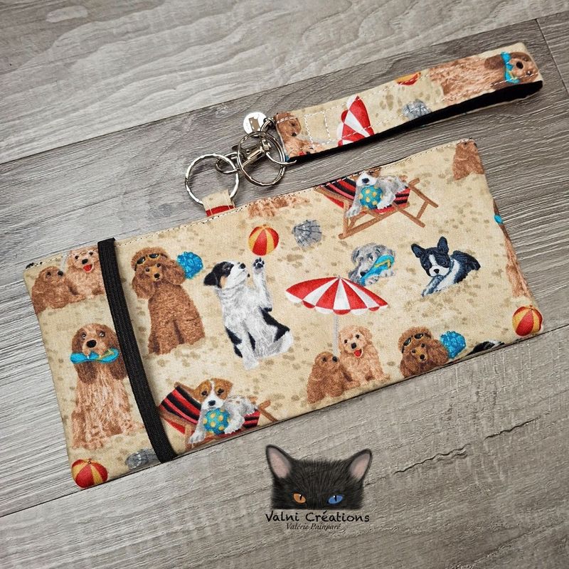 Ensemble Porte feuilles, ensemble porte clés, Porte Cartes, Avec élastique, coton, fait à la main