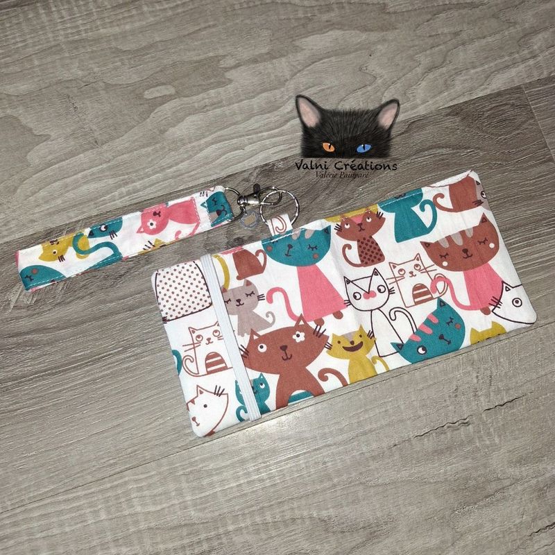 Ensemble Porte feuilles, ensemble porte clés, kit, Porte Cartes, Avec élastique, 100% coton