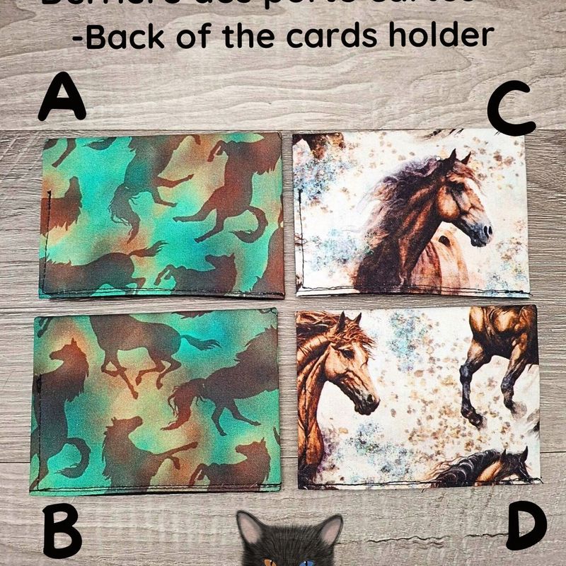 Petit Porte feuille, Porte Cartes, Petite Pochette, Pochette Colorée, porte cartes Chevaux, tissu