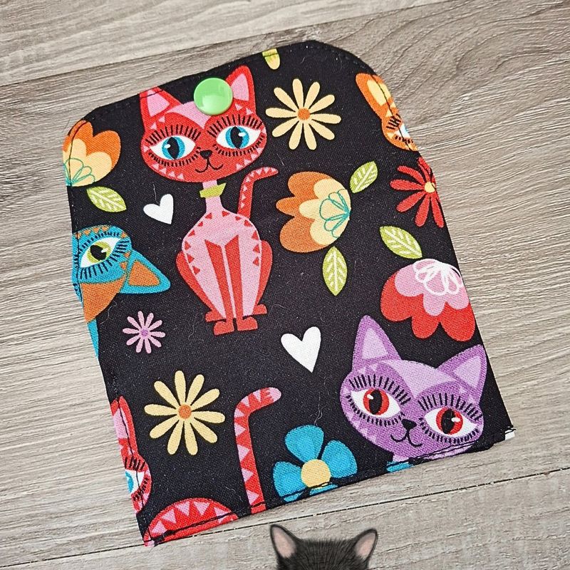 Petit Porte feuille, Porte Cartes, Petite Pochette, Porte Cartes d'affaires, Chats, tissu, 100%coton