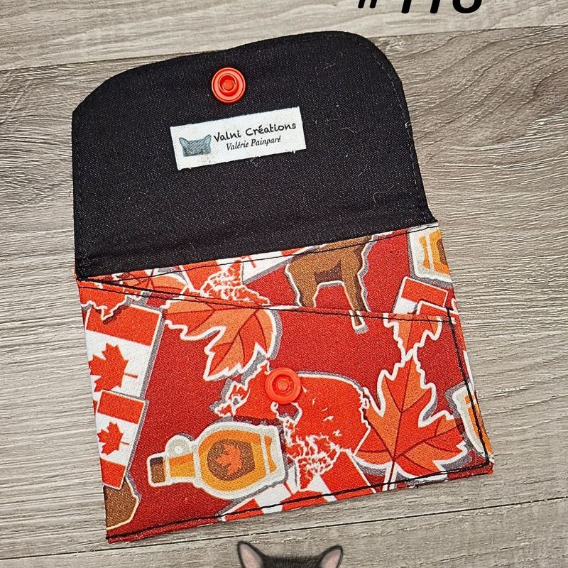 Petit Porte feuille, Porte Cartes, Petite Pochette, Porte Cartes d'affaires, Canada, tissu, coton