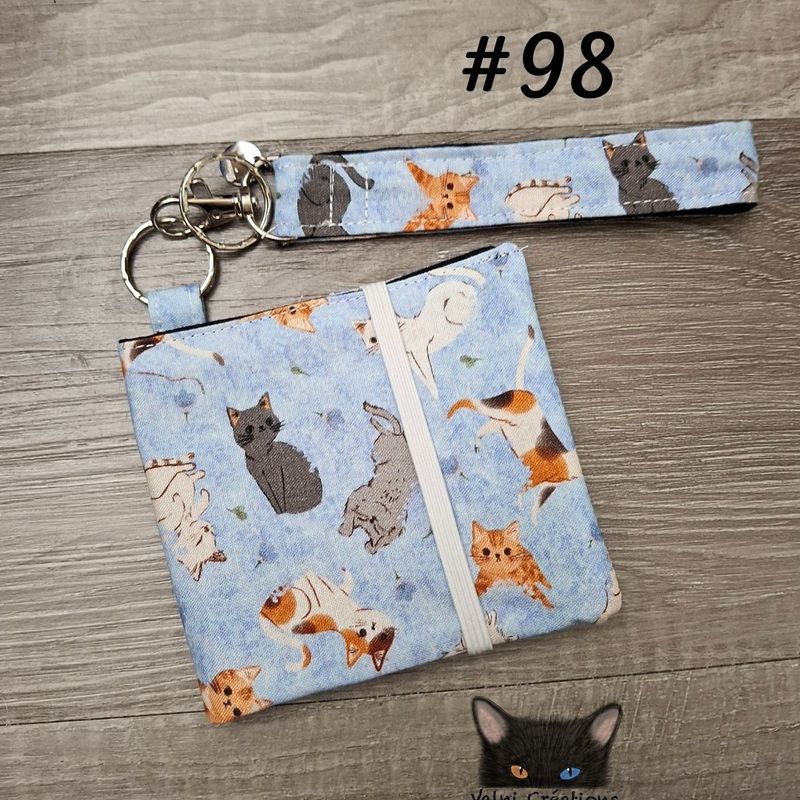 Ensemble Porte feuilles, ensemble porte clés, Porte Cartes, Avec élastique, coton, fait à la main