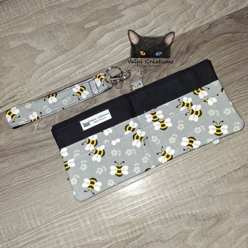 Ensemble Porte feuilles, ensemble porte clés, kit, Porte Cartes, Avec élastique, 100% coton