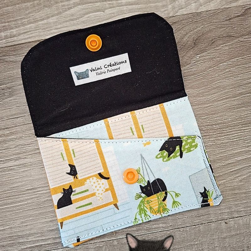 Petit Porte feuille, Porte Cartes, Petite Pochette, Porte Cartes d'affaires, Chats, tissu, 100%coton
