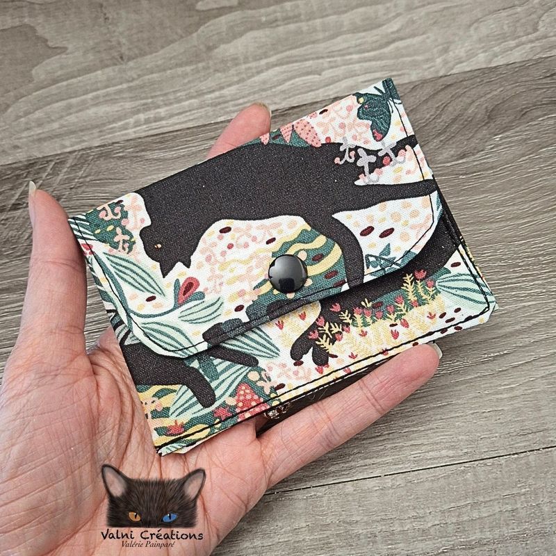 Petit Porte feuille, Porte Cartes, Petite Pochette, Porte Cartes d'affaires, Chats, tissu, 100%coton