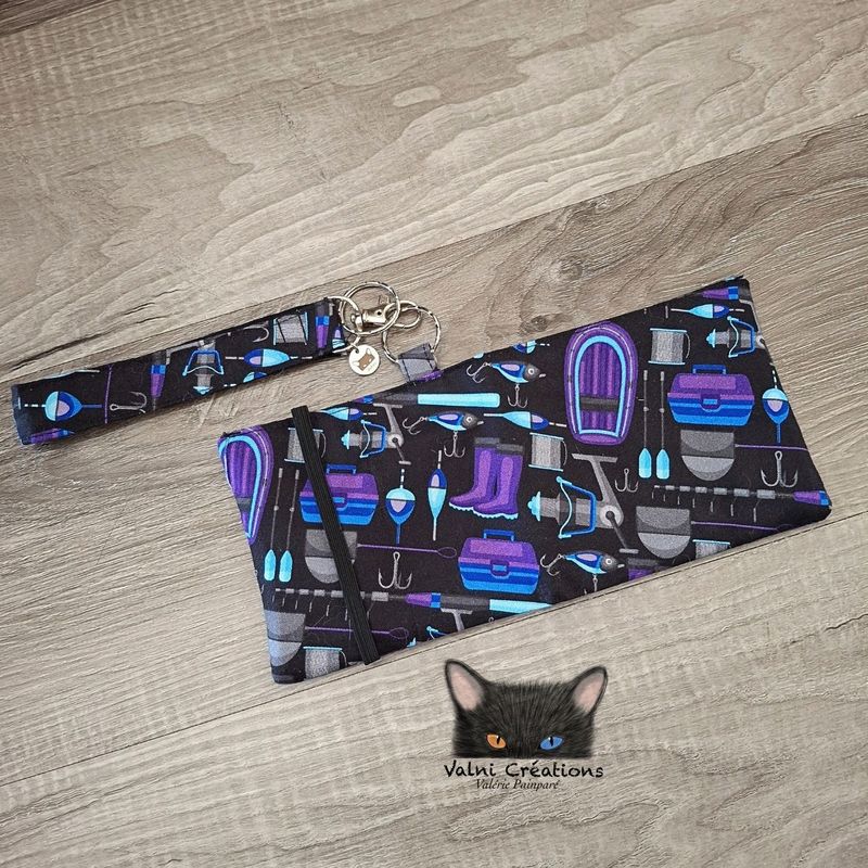Petit Porte feuille, Porte Cartes, Petite Pochette, Porte Cartes d'affaires, Pêche, tissu, Coton