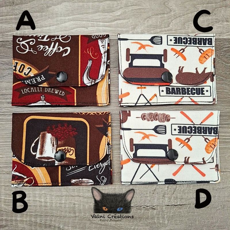 Petit Porte feuille, Porte Cartes, Petite Pochette, Pochette Colorée, porte carte Café, Barbecue