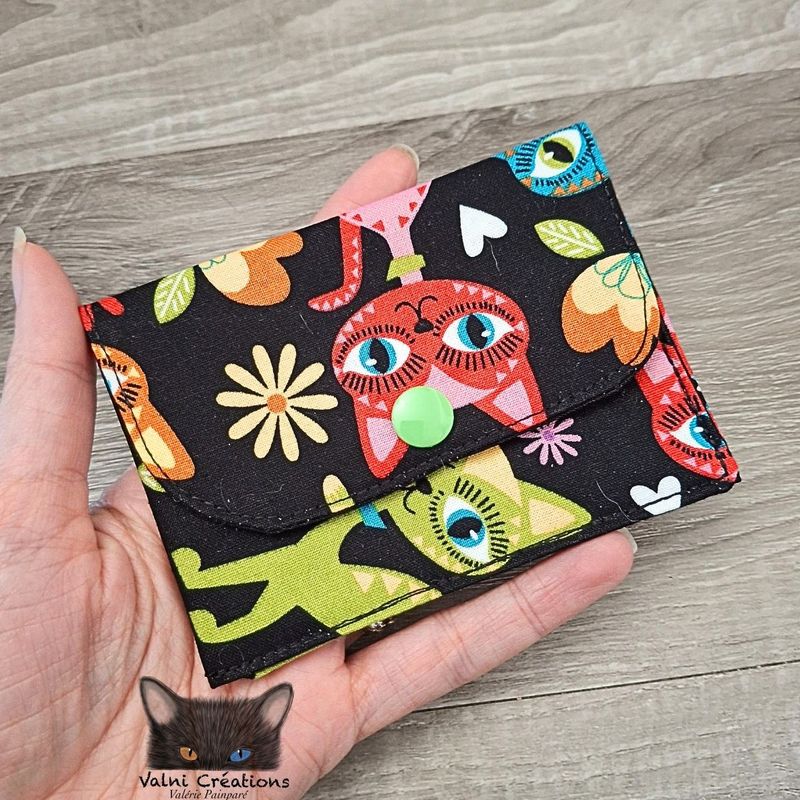 Petit Porte feuille, Porte Cartes, Petite Pochette, Porte Cartes d'affaires, Chats, tissu, 100%coton