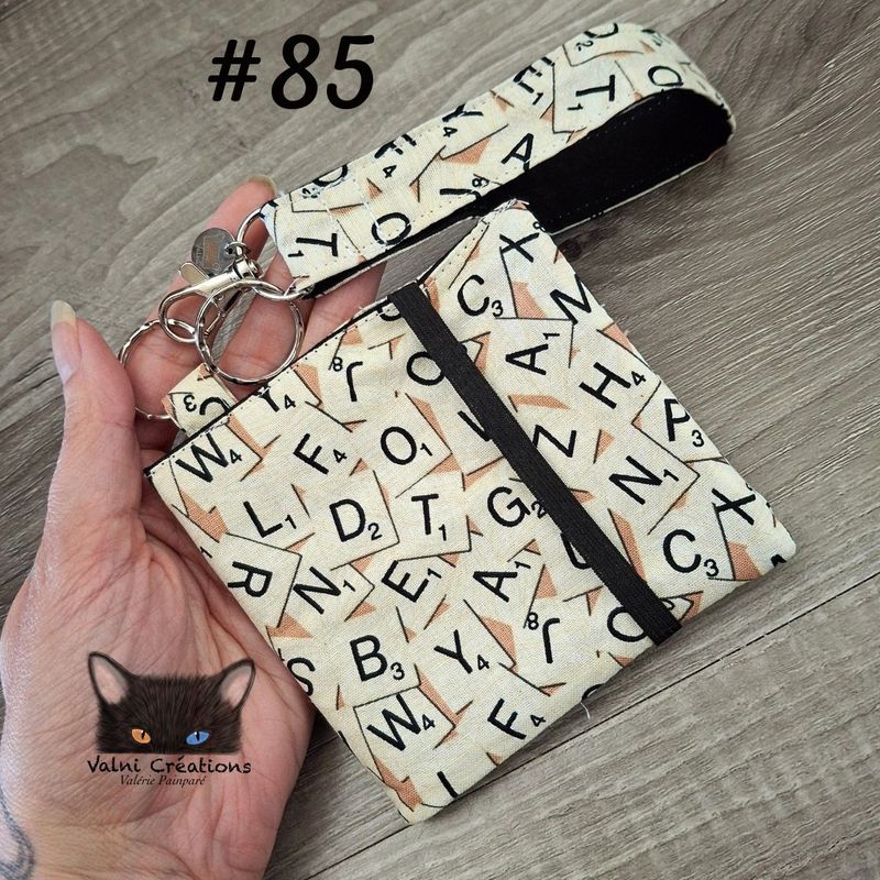 Petit Porte feuille, Porte Cartes, Petite Pochette, Porte Cartes d'affaires, Scrabble, tissu, Coton