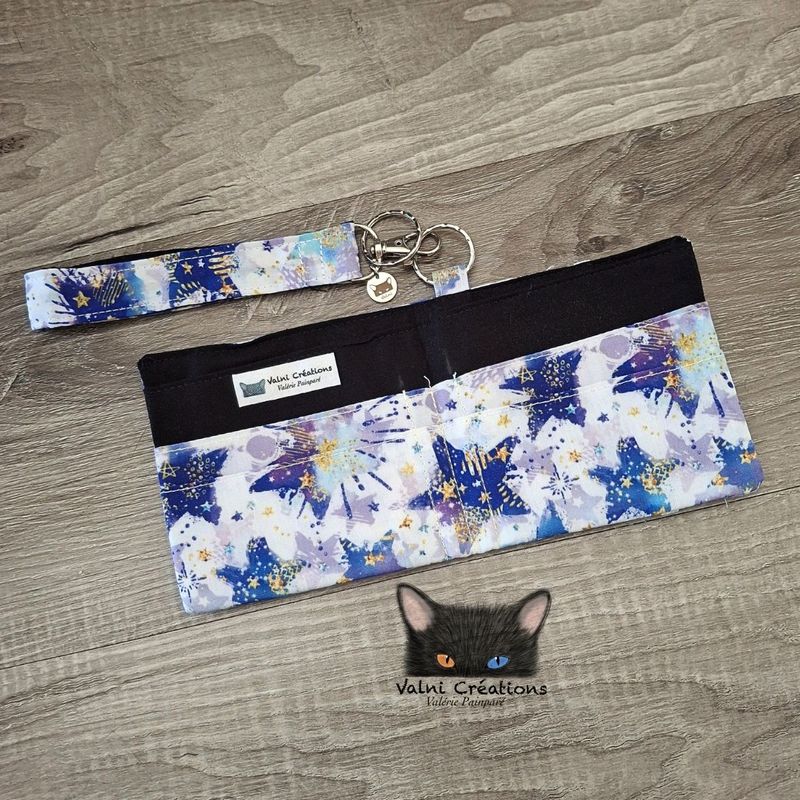 Petit Porte feuille, Porte Cartes, Petite Pochette, Porte Cartes d'affaires, Étoiles, tissu, Coton
