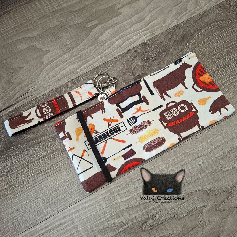 Petit Porte feuille, Porte Cartes, Petite Pochette, Porte Cartes d'affaires, BBQ, tissu, Coton
