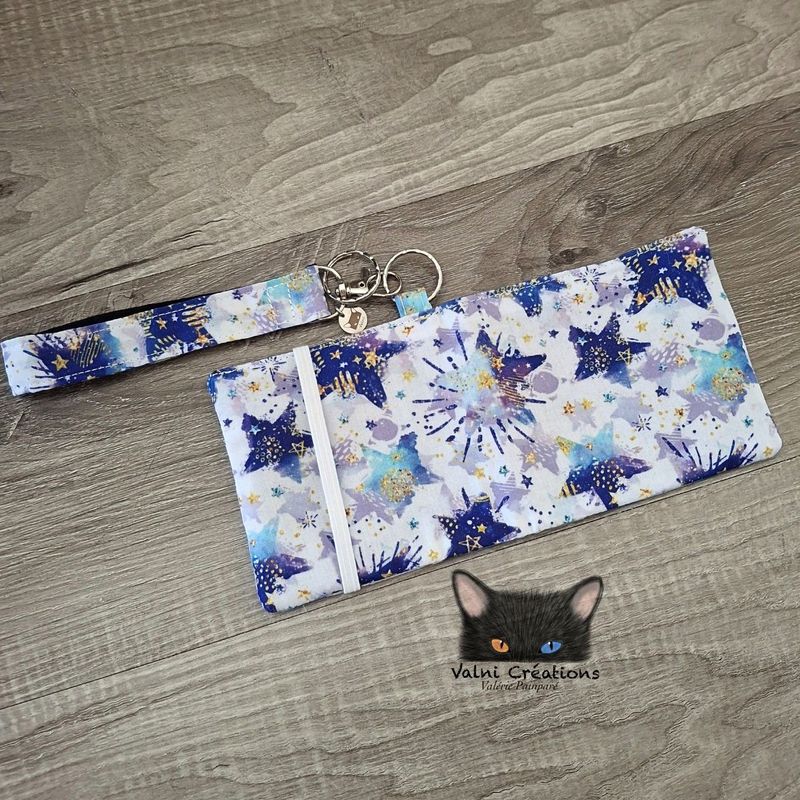 Petit Porte feuille, Porte Cartes, Petite Pochette, Porte Cartes d'affaires, Étoiles, tissu, Coton