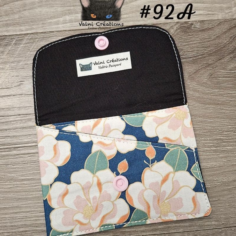 Petit Porte feuille, Porte Cartes, Petite Pochette, Porte Cartes d'affaires, Fleurs, tissu, Coton