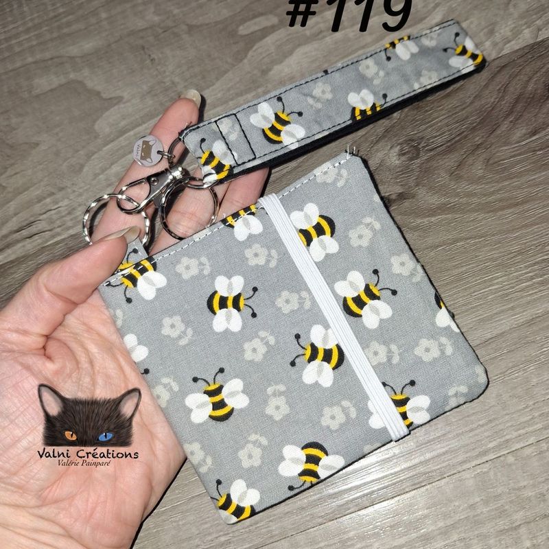 Ensemble Porte feuilles, ensemble porte clés, kit, Porte Cartes, Avec élastique, 100% coton