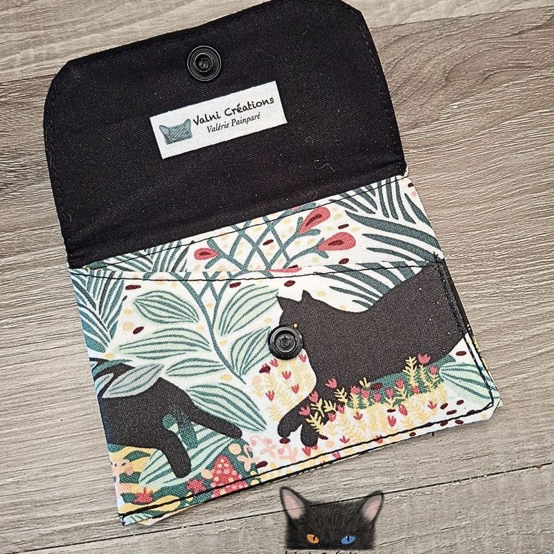 Petit Porte feuille, Porte Cartes, Petite Pochette, Porte Cartes d'affaires, Chats, tissu, 100%coton