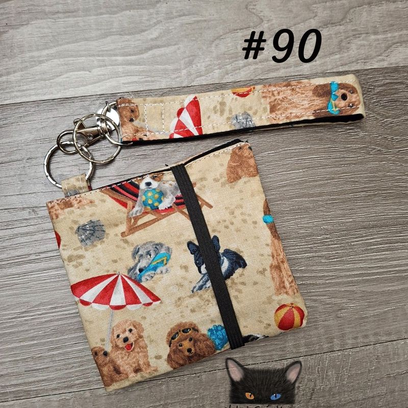 Ensemble Porte feuilles, ensemble porte clés, Porte Cartes, Avec élastique, coton, fait à la main