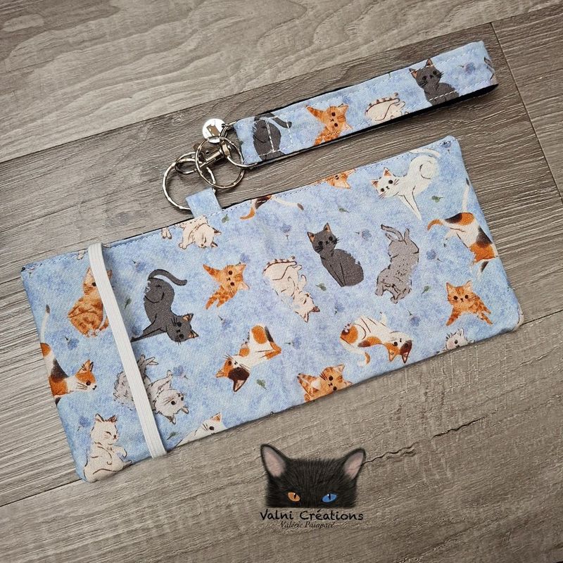 Ensemble Porte feuilles, ensemble porte clés, Porte Cartes, Avec élastique, coton, fait à la main