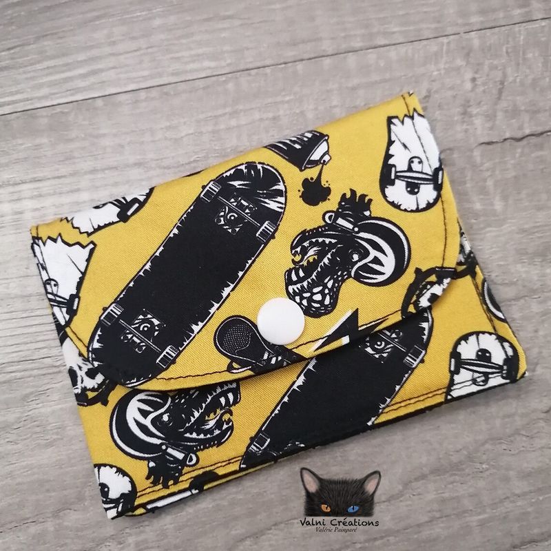 Petit Porte feuille, Porte Cartes, Petite Pochette, Pochette Skater, Porte Cartes d'affaires, tissu