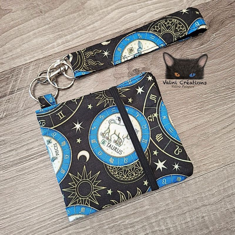 Ensemble Porte feuilles, ensemble porte clés, Porte Cartes, Avec élastique, Signes du zodiaque