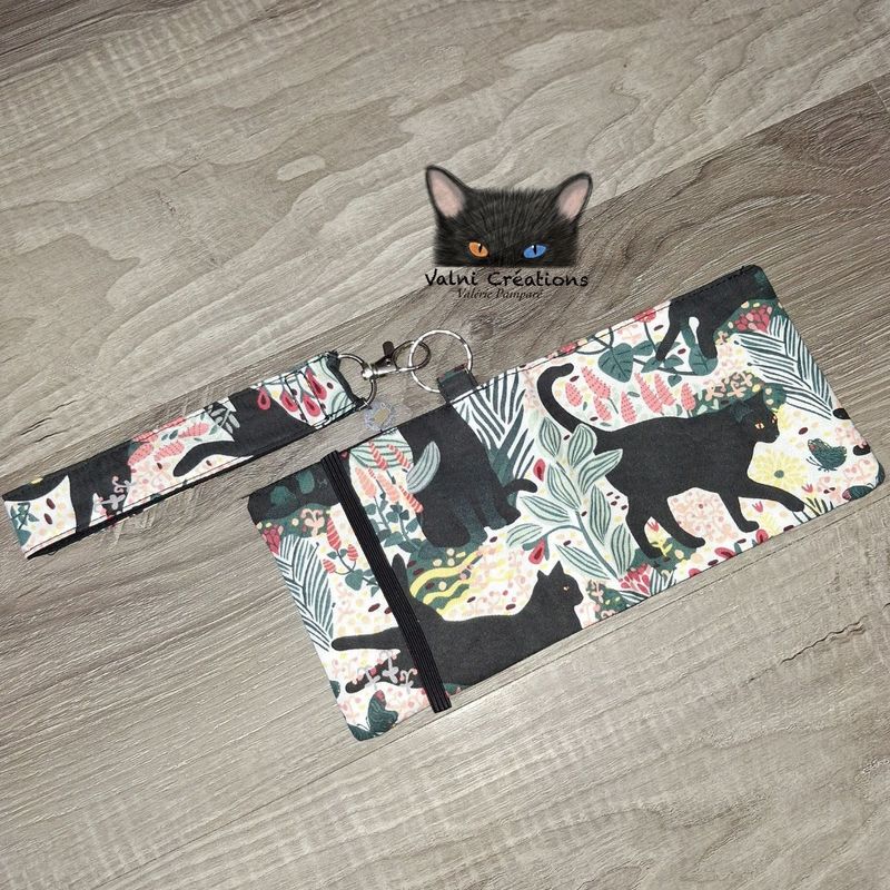 Ensemble Porte feuilles, ensemble porte clés, kit, Porte Cartes, Avec élastique, 100% coton