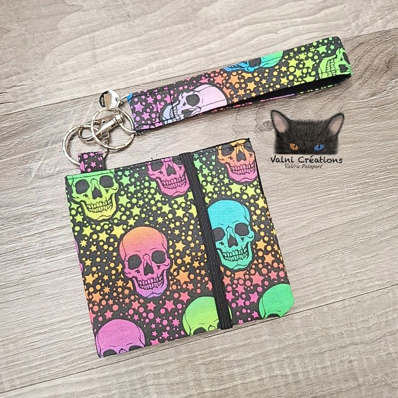Ensemble Porte feuilles, ensemble porte clés, Porte Cartes, Avec élastique, Halloween, Crânes