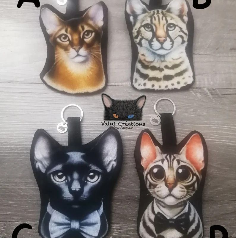 Porte Monnaie, petit fourre-tout, pochette zippée, pochette tissu, pochette porte-clés, Chat