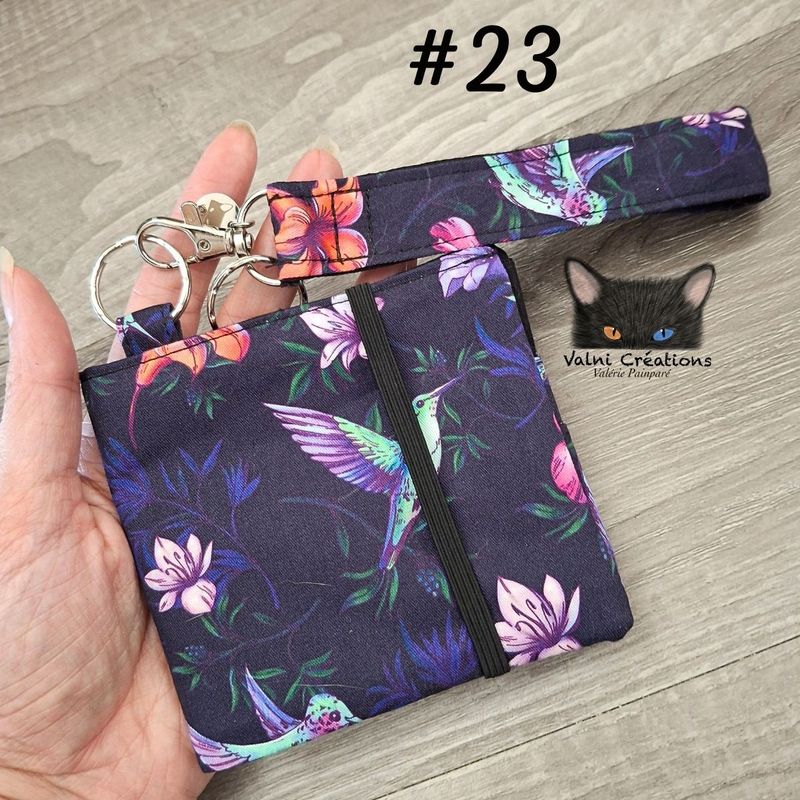 Petit Porte feuille, Porte Cartes, Petite Pochette, Porte Cartes d'affaires, Colibris, tissu, Coton