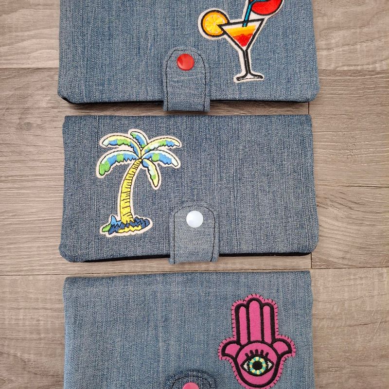 Grand Porte feuille, Denim recyclé, Porte Cartes, Grand Portefeuille, Porte feuille, jeans recyclé