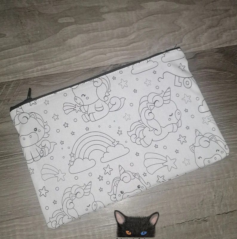 Coloriage, Étui à crayons, pochette, trousse à crayons, étui pour enfants, Bébé Licorne