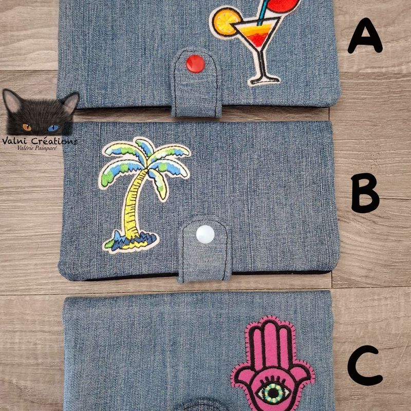 Grand Porte feuille, Denim recyclé, Porte Cartes, Grand Portefeuille, Porte feuille, jeans recyclé