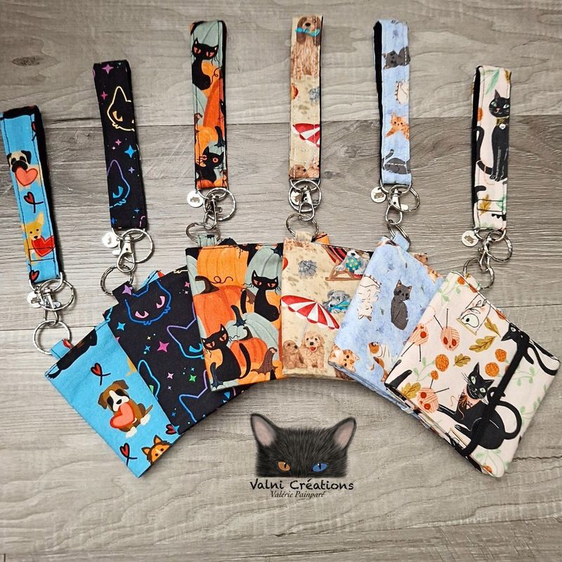 Ensemble Porte feuilles, ensemble porte clés, Porte Cartes, Avec élastique, coton, fait à la main