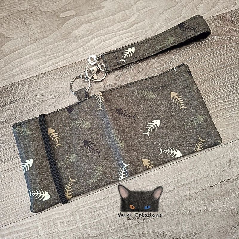 Ensemble Porte feuilles, ensemble porte clés, Porte Cartes, Avec élastique, Fantaisie, fait main