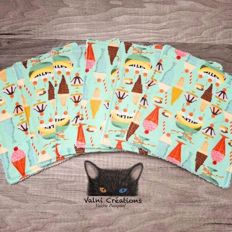 6 débarbouillettes pour bébés, lingettes, lavable et réutilisable, 100% coton et ratine de coton
