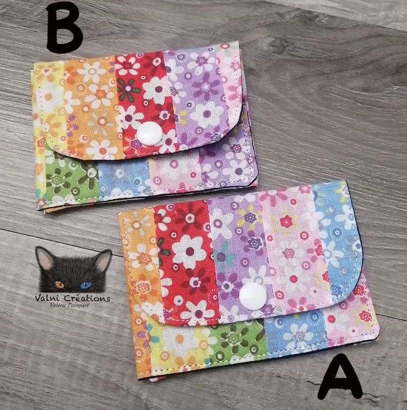 Petit Porte feuille, Porte Cartes, Petite Pochette, Arc-en-ciel, porte cartes Fleurs, Fleurs