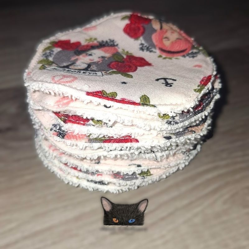 10 tampons démaquillants, lingettes démaquillantes, lavable et réutilisable, 100% coton et ratine